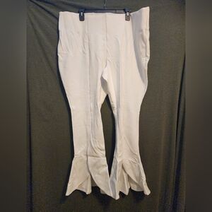Slim Factor By Investments Women White  Fit Flare Split Pants